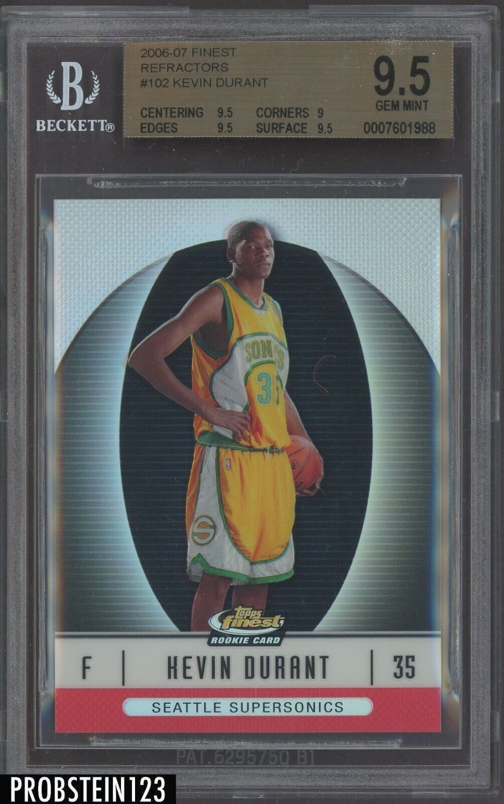 2006-07 Topps Finest Refractor #102 Kevin Durant 46/399 BGS 9.5 " PRISTINE "