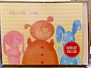 Hallmark Pink Bunny-Brown Bear-Blue Puppy Thank You Cards w/ Envelopes Box of 20 - Picture 1 of 2