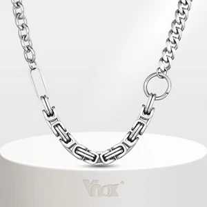 Vnox Minimalist Byzantine Cuban Splicing Chain Necklace for Men Boys Jewelry - Picture 1 of 11