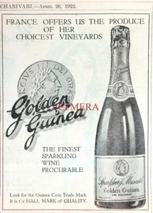 'GOLDEN GUINEA' Sparking Wine Advert : Original Antique 1922 Print - Picture 1 of 1