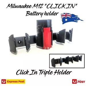Soporte de batería Milwaukee M12 - 12V herramienta montaje en pared soportes almacenamiento 3 en fila - Imagen 1 de 4