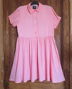 New Lazy Oaf Basics Pink Shirt Dress Size Small UK 10 - Picture 1 of 7