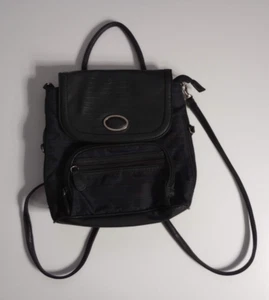 Multi Sac Black Convertible Backpack Crossbody Bag Nylon & Vegan Leather - Picture 1 of 10