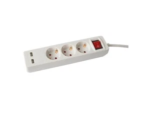 Hochwertiges BTA Steckdosenleiste mit Schalter 3 fach mit 2 USB weiß 1,4 m lang - Bild 1 von 1