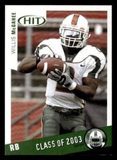 Willis McGahee 2003 SAGE HIT Class of 2003  Card #C2 Miami Hurricanes