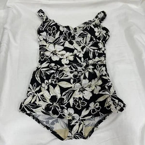 ROXANNE GRÖSSE 12 36D BH CUP SCHWARZ weiß gold Blumenmuster Einteiler Badeanzug - Bild 1 von 6