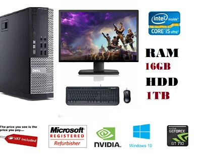 ULTRA FAST Gaming PC Bundle Intel Core i5 2400 16GB 1TB Windows 10 2GB GT710  - Image 1 of 4