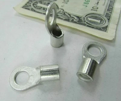 Terminales de anillo de barril soldado de cobre macizo Tyco de 20 amperios #8 AWG 1/4" perno 2-33461-2 Foto 1 de 4