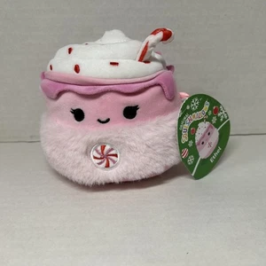 Squishmallow ETHEL the PEPPERMINT LATTE 5 Zoll rosa Plüsch 2024 Zuckerstange heißer Kakao - Bild 1 von 8