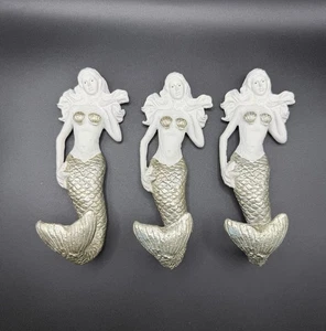 Mermaid Wall Hook Resin 3 Pc 8” Vintage Style - Picture 1 of 8