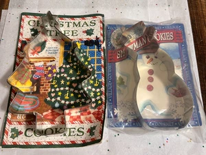 (2) Christmas Holiday Cookie Cutters ~ Snowman and Christmas Tree ~ 5-6" - Picture 1 of 6