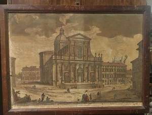 Watercolor Engraving San Giovanni Dei Fiorentini 18th Century D. Montagu - Picture 1 of 15