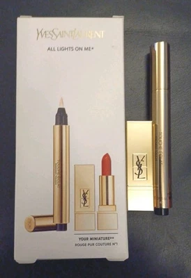 NUEVO EN CAJA YSL Touché Eclat Set de Regalo Tono Nº2 + Mini Lápiz Labial Rojo Nº1  Foto 1 de 3