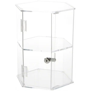 Plymor Clear Acrylic Hexagonal Locking Case, 1 Shelf, 12" H x 9.5" W x 8.25" D - Picture 1 of 1