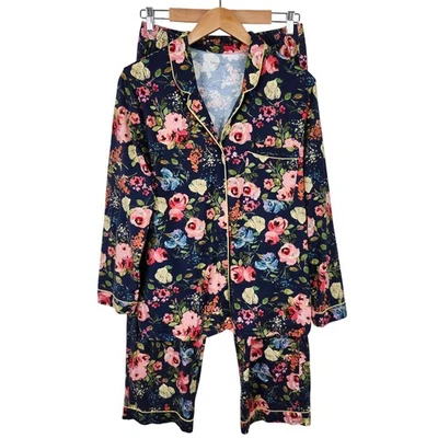 石榴石山花卉睡衣套装中号有机棉法兰绒休闲服睡衣 — 第 1/4 张图片