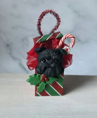 Affenpinscher Regalo de Navidad Adorno Esculpido a Mano Arcilla Furever Coleccionable  Foto 1 de 4