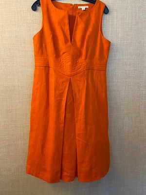 Vestido Banana Republic sin mangas línea A talla 10 naranja 100% lino Foto 1 de 4
