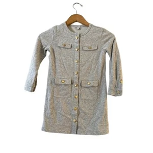 Crewcuts x J.Crew Girls Lady Jacket Sweatshirt Dress 7 Dusk Grey Button Front  - Picture 1 of 10