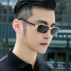 Mens Polarized UV400 Photochromic Lens Metal Sunglasses Shades Day Night Driving - Picture 1 of 17