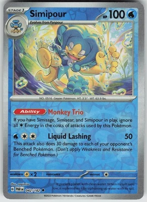 Pokemon Simipour 042/182 SV04: Paradox Rift Uncommon Reverse Holo NM - Image 1 of 2