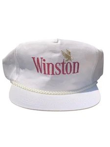 Vintage 90s Winston Tobacco Cigarette SnapBack Rope Hat White - Bild 1 von 10