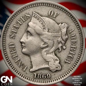 1869 3 Cent Nickel Piece A8580 - Picture 1 of 2