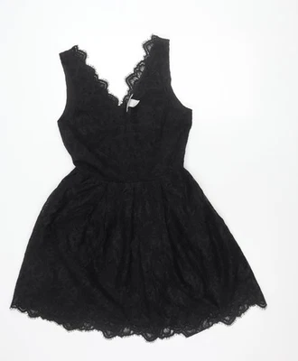 Vestido H&M Mujer Negro Encaje Calce y Acampanado Talla 8 Fiesta Cóctel Foto 1 de 4