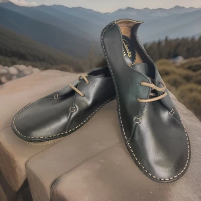 Mujeres 7. Zapatos Mocasín 5M Clarks Artesanos Janey Mae Oxford Cuero Negro Con Cordones Foto 1 de 4