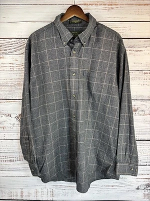 Camisa Orvis Signature Collection Botón XL Algodón/Lana Gris Ventana Cuadros Foto 1 de 4