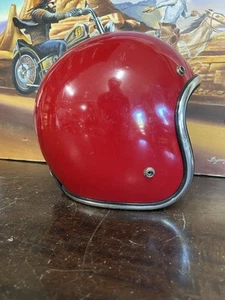 Vintage Red Arthur Fulmer AF20 Chopper Helmet USA Harley Davidson Panhead Chop - Picture 1 of 18