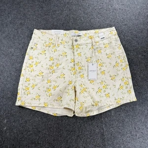 NEU Judy blau Blumendruck mittelhohe Denim Shorts Damengröße 2XL gelb Blumen - Bild 1 von 10