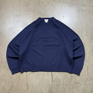 Melierter Tweed Pullover Lammwolle Rundhals Pullover Herren Gr. 2XL Blau Vintage - Bild 1 von 9