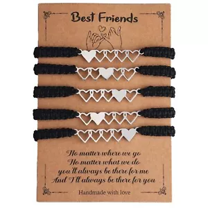 5 Pack Sisters Best Friends Bracelets Friendship BFF Matching Heart Bracelets - Picture 1 of 7