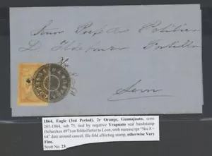 101-CUBIERTA ÁGUILA MEX, #23, GUAN CON NEG. IRAPUATO, SUB 75,201-1864 ESPLÉNDIDO - Imagen 1 de 1