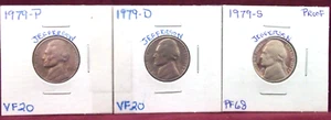 1979-P VERY FINE / 1979-D VERY FINE / 1979-S HIGH END PROOF JEFFERSON NICKEL - Picture 1 of 7