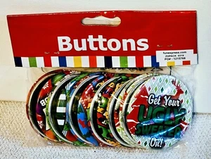 Ugly Christmas Sweater Themed Buttons /Pins / Party Favors 12 Pcs - Picture 1 of 2