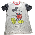 Disney Mickey Mouse Medium T Shirt Ringer Tee White Gray Red