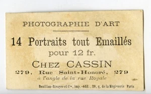 France Paris Advertising Chromo Enamel Portraits Photographer Leon Cassin 1890 - Imagen 1 de 2