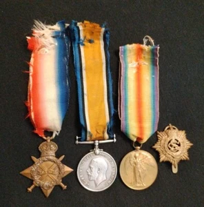 WW1 Trio & Badge George Henry Joseph Saunders, Hendon Barnet, Army Service Corps - Picture 1 of 13