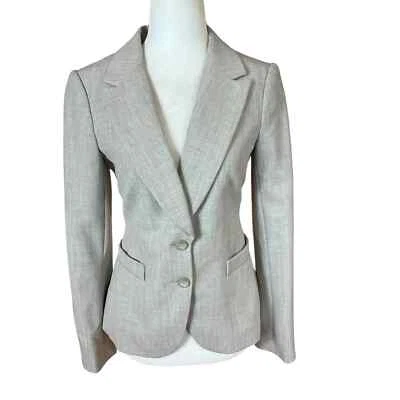 THE LIMITED BLAZER PEPLUM CARRERA NEUTRO DE DOS BOTONES EN CREMA PARA MUJER TALLA 0 Foto 1 de 4