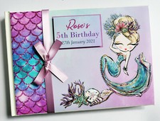 Personalised Mermaid birthday guest book, mermaid birthday album, scrapbook