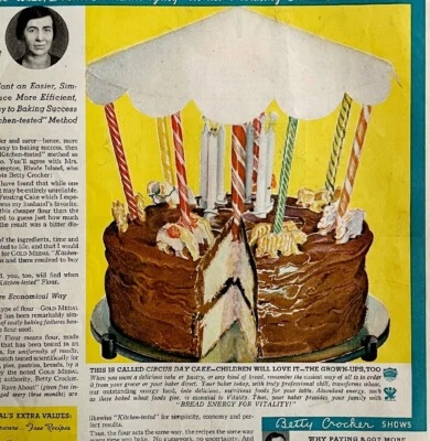 Gold Medal Flour Circus Day Cake 1934 Advertisement Full Page Lithograph DWU1 - Image 1 of 2