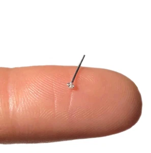 1-2 piezas .925 plata esterlina 20G pequeño 2 mm gema transparente nariz pasador anillo joyería corporal - Imagen 1 de 3