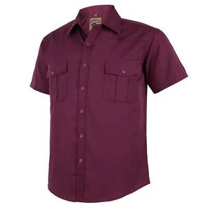 Men's Summer Short Sleeve Casual Western Solid Plain Snap Buttons Work Shirt ... - Picture 1 of 6