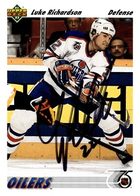 Luke Richardson - Signed 1991-92 Upper Deck Card #522 - Edmonton Oilers - Image 1 of 2
