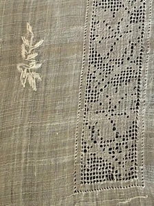 ESQUISITE CUT WORK AND EMBROIDERED TABLE COVER WITH HAND HEMMING - Picture 1 of 4