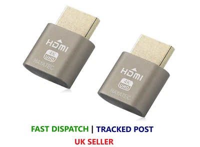 2x Headless Ghost Display Emulator FOR PC Mac Crypto Coin HDMI Dummy Plugs 4K UK - Image 1 of 4