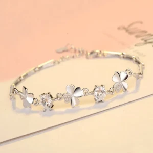 Armband Armkette Kleeblatt Zirkon 925 Sterling Silber Damen Schmuck - Bild 1 von 5