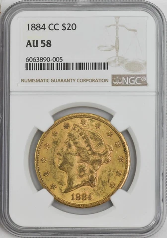 1884-CC $20 Gold Liberty AU58 NGC 947166-12 Cover