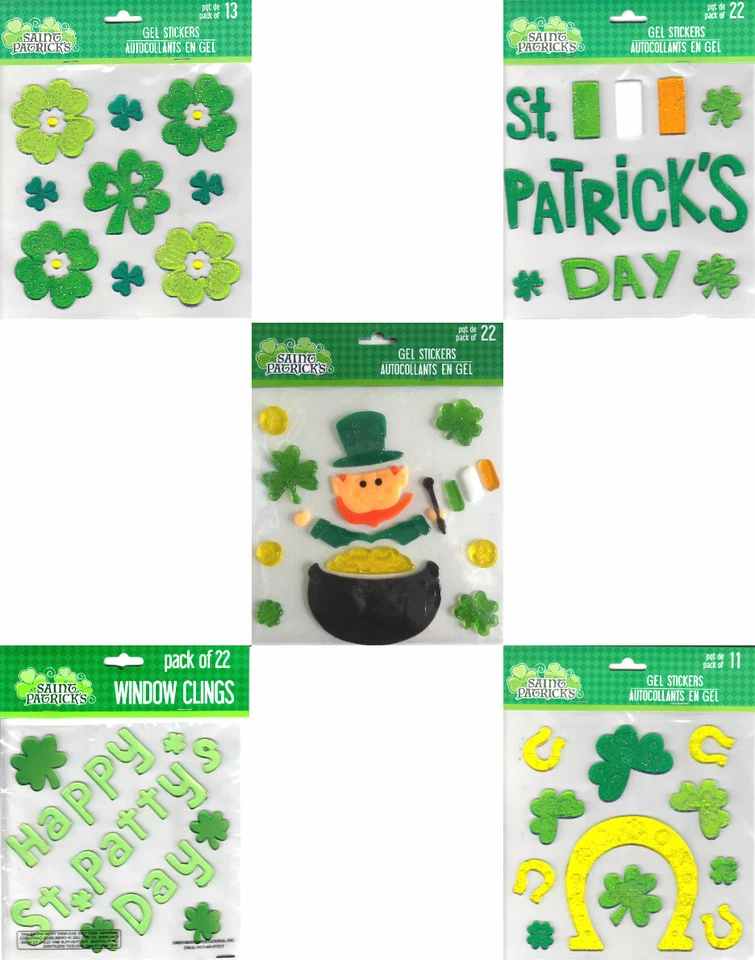 Nuevo Gel Feliz Día de San Patricio Día de San Patricio Gel Ventana Adhesivos ~ Elección Foto 1 de 1
